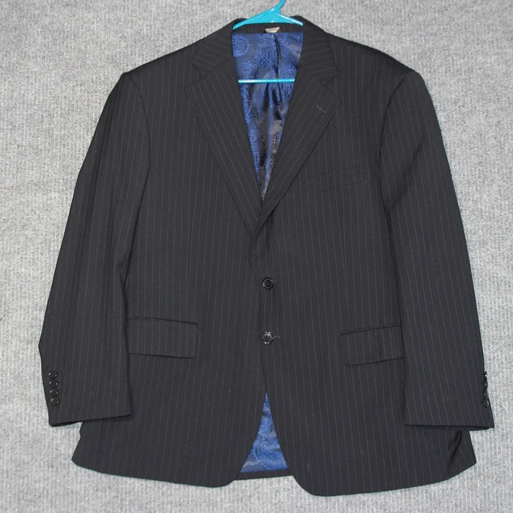 Vitarelli Men's 44S Navy‎ Pinstripe 100% Wool Two Button Blazer Sport Coat